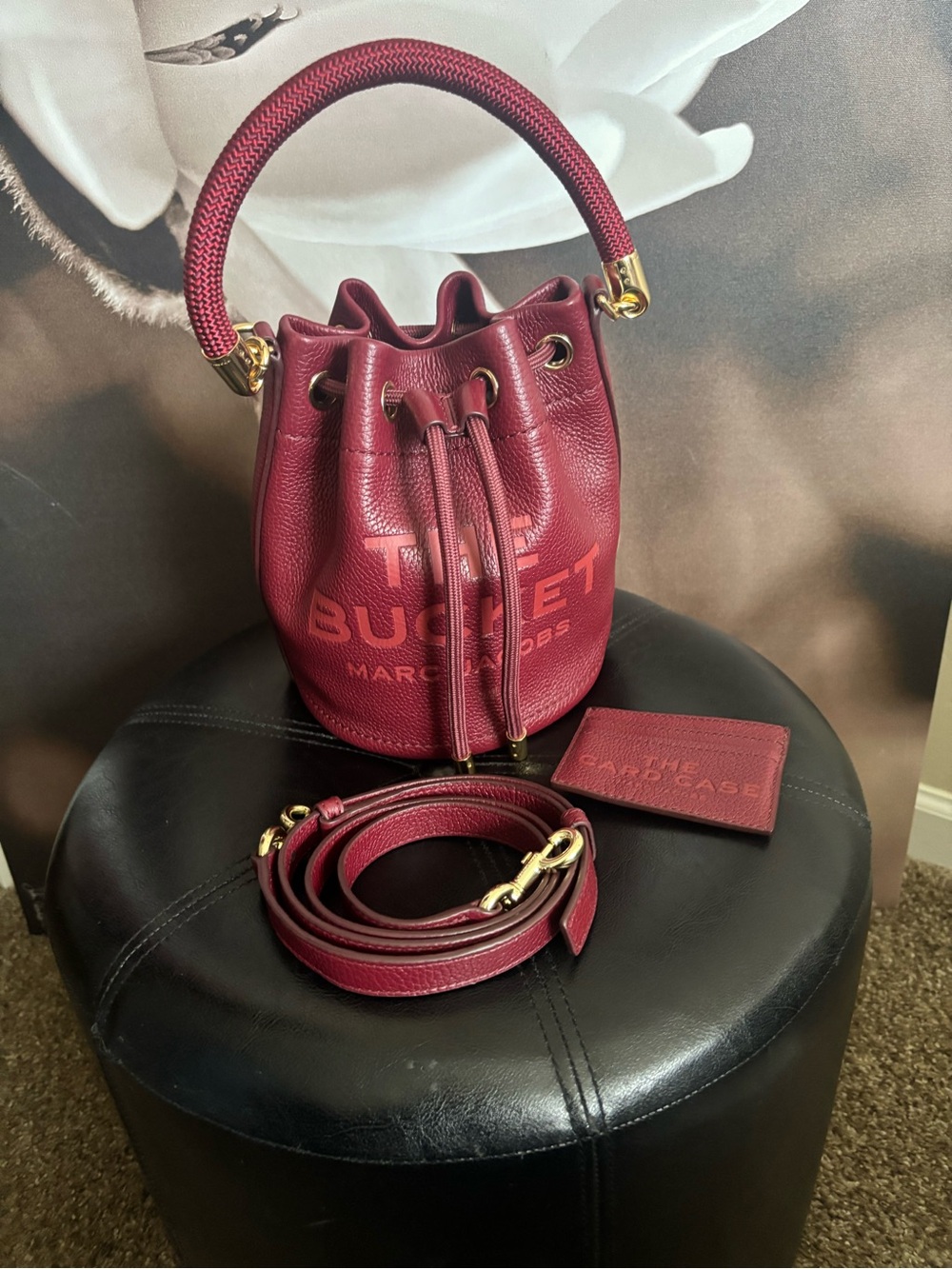 Marc Jacobs The Bucket Bag in Burgundy with Braided Handle